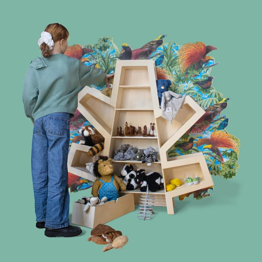 De kinderkamer ondergaat een metamorfose, als je de speelboom een mooie achtergrond-afbeelding geeft.